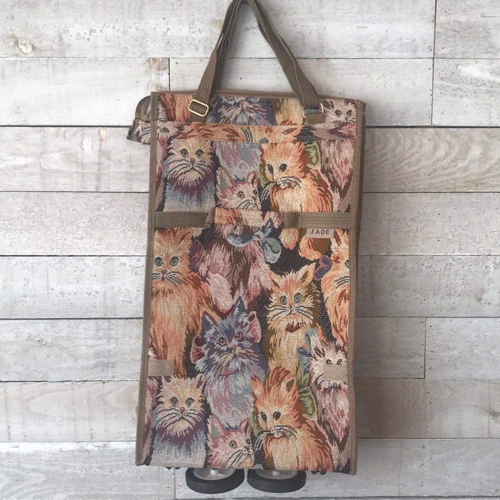 Vintage Kitty Cats JADE Travel Tapestry Rolling Luggage Bag Trolley Bag